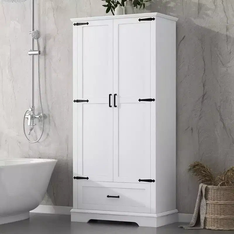 Armadietto Alto da Bagno da 175 cm, Mobile Dispensa Autoportante da Cucina con Ripiani Regolabili, Armadietto Bagno Accento per Soggiorno Lavanderia