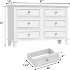 Comò Acekool a 6 cassetti, comò doppio largo e mobile TV in stile rustico con maniglie vintage, mobiletto portaoggetti in legno per camera da letto, soggiorno