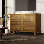 Comò Acekool a 6 cassetti, comò doppio largo e mobile TV in stile rustico con maniglie vintage, mobiletto portaoggetti in legno per camera da letto, soggiorno