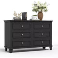 Acekool 6-Drawer Farmhouse Dresser, Wide Double Dresser & TV Stand with Vintage Handles, Wood Storage for Bedroom, Living Room