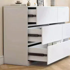 Cassettiera bianca JVNOXK6, Comò moderno per camera da letto con piano spazioso, Armadietto in legno con maniglie a scomparsa