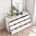 Cassettiera bianca JVNOXK6, Comò moderno per camera da letto con piano spazioso, Armadietto in legno con maniglie a scomparsa