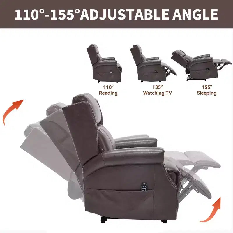 Poltrona reclinabile manuale beige in similpelle per soggiorno con meccanismo di movimento per impieghi gravosi 8 nodi vibranti e 3 modalità di massaggio