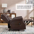 Poltrona reclinabile manuale beige in similpelle per soggiorno con meccanismo di movimento per impieghi gravosi 8 nodi vibranti e 3 modalità di massaggio