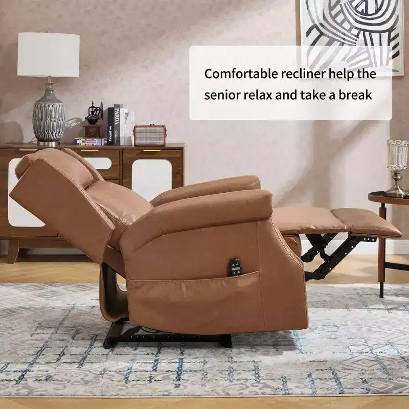Poltrona reclinabile manuale beige in similpelle per soggiorno con meccanismo di movimento per impieghi gravosi 8 nodi vibranti e 3 modalità di massaggio