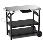 Carrello da cucina per esterni Costway, carrello di servizio mobile a 3 livelli con ripiano regolabile, supporto per telefono, portaspezie, portasciugamani, carrello per garage