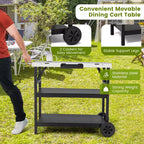 Carrello da cucina per esterni Costway, carrello di servizio mobile a 3 livelli con ripiano regolabile, supporto per telefono, portaspezie, portasciugamani, carrello per garage