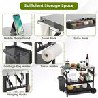 Carrello da cucina per esterni Costway, carrello di servizio mobile a 3 livelli con ripiano regolabile, supporto per telefono, portaspezie, portasciugamani, carrello per garage