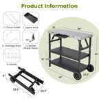 Carrello da cucina per esterni Costway, carrello di servizio mobile a 3 livelli con ripiano regolabile, supporto per telefono, portaspezie, portasciugamani, carrello per garage