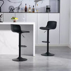 Okak Set of 2 Swivel Adjustable Height Bar Stools with Sturdy Large Base,Armless Leather Counter Chairs for Dining Rooms