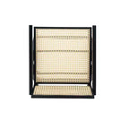 Sgabelli da bar Okak (set da 2) in legno massello ad altezza bancone per sale da pranzo, poltrone con schienale in rattan per isole cucina, finitura naturale