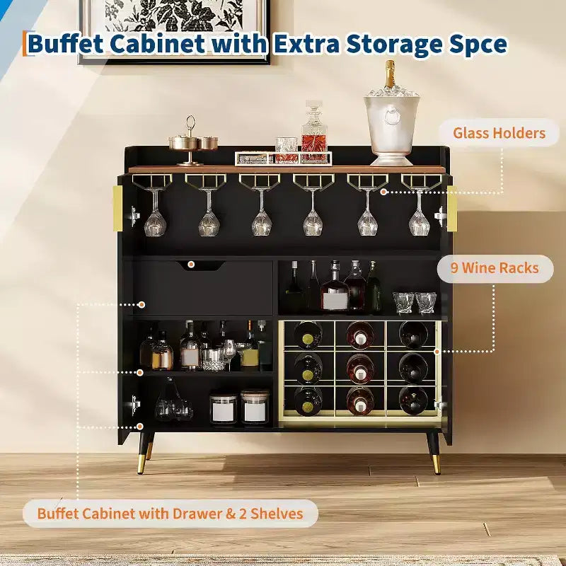 Cantinette Vini Moderne, Scaffali per Vino, Armadietti Contenitori con Ante a Doghe e Piccole Madie Portaposate per Sale da Pranzo, Soggiorni o Cucine.