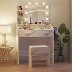 Acekool Tavolo da trucco con specchio, lampadine, sedia, cassetti e prese di corrente per camera da letto o salone
