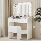Acekool Tavolo da trucco con specchio, lampadine, sedia, cassetti e prese di corrente per camera da letto o salone