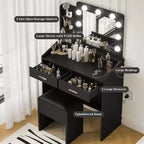 Acekool Tavolo da trucco con specchio, lampadine, sedia, cassetti e prese di corrente per camera da letto o salone