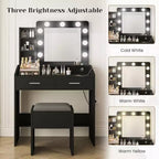 Acekool Tavolo da trucco con specchio, lampadine, sedia, cassetti e prese di corrente per camera da letto o salone