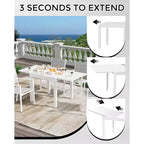 Tavolo da Patio Estensibile in Alluminio da 80 a 160 cm, Tavolo da Pranzo Rettangolare a Doghe per 4-6 Persone, Uso Esterno per Giardino, Portico e Piscina