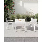 Tavolo da Patio Estensibile in Alluminio da 80 a 160 cm, Tavolo da Pranzo Rettangolare a Doghe per 4-6 Persone, Uso Esterno per Giardino, Portico e Piscina