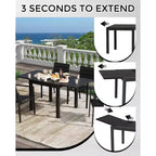 Tavolo da Patio Estensibile in Alluminio da 80 a 160 cm, Tavolo da Pranzo Rettangolare a Doghe per 4-6 Persone, Uso Esterno per Giardino, Portico e Piscina