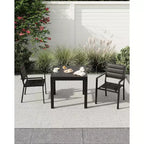 Tavolo da Patio Estensibile in Alluminio da 80 a 160 cm, Tavolo da Pranzo Rettangolare a Doghe per 4-6 Persone, Uso Esterno per Giardino, Portico e Piscina