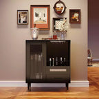30.7 Inches, Modern Wine Cabinet with Wine Glass Rack and Storage Cabinet, Suitable for Kitchen, Dining Room and Living Room