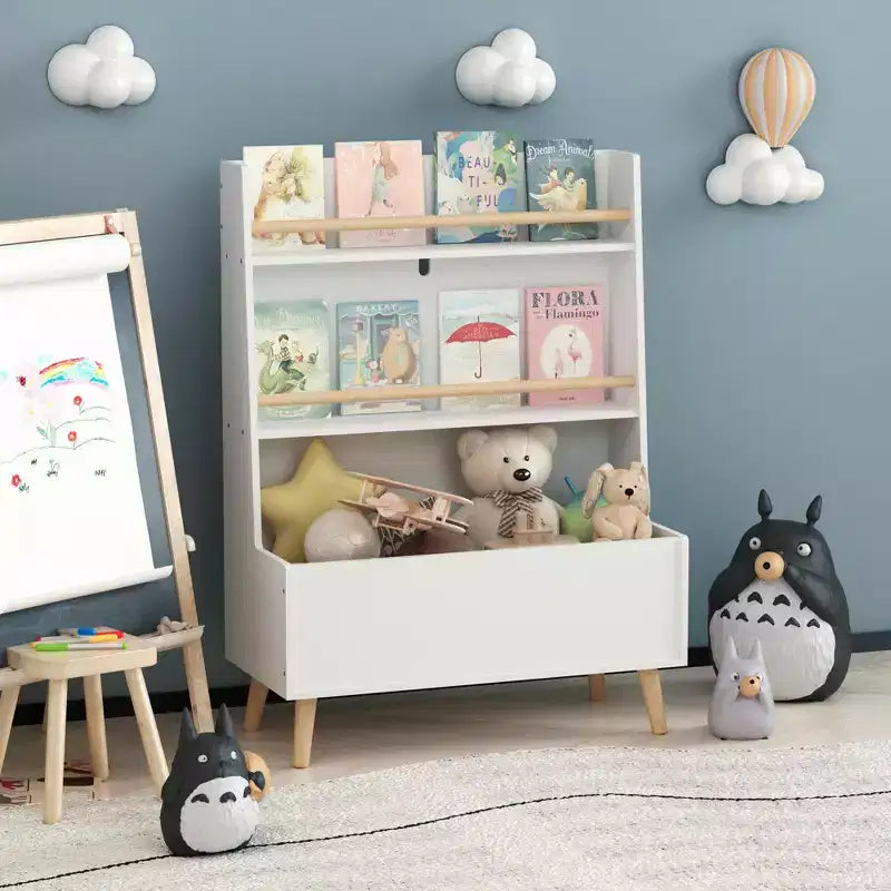 MAYEERTY Libreria per Bambini, Porta Libri e Riviste, Organizzatore per Libri, Mobile Contenitore Giocattoli per Camera da Letto Soggiorno Bianco