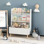 MAYEERTY Libreria per Bambini, Porta Libri e Riviste, Organizzatore per Libri, Mobile Contenitore Giocattoli per Camera da Letto Soggiorno Bianco