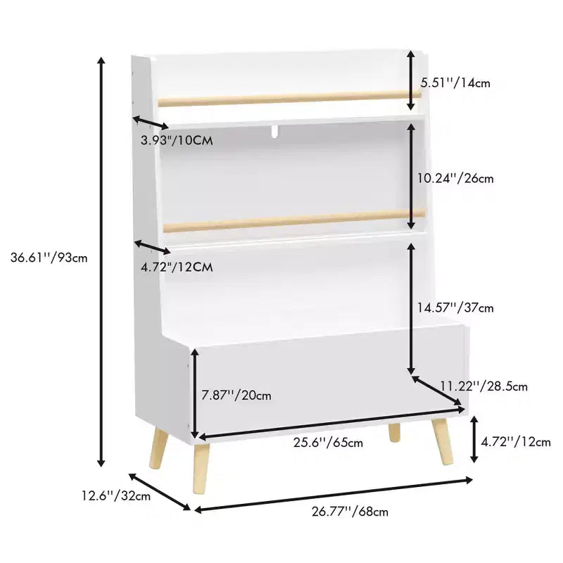 MAYEERTY Libreria per Bambini, Porta Libri e Riviste, Organizzatore per Libri, Mobile Contenitore Giocattoli per Camera da Letto Soggiorno Bianco