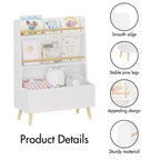 MAYEERTY Libreria per Bambini, Porta Libri e Riviste, Organizzatore per Libri, Mobile Contenitore Giocattoli per Camera da Letto Soggiorno Bianco