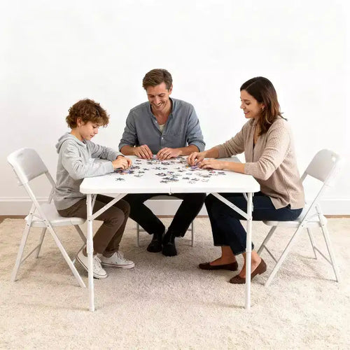 Tavolo pieghevole da 34 pollici, tavolo da gioco quadrato pieghevole portatile, tavolo da pranzo pieghevole multifunzionale in plastica, adatto per campeggio, feste in ufficio, bianco