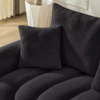 MAYEERTY Divano Premium in Tessuto Teddy da 198 cm con 3 Cuscini e 3 Schienali, Struttura in Legno Massello, Divano a 3 Posti con Poltrona Imbottita Sovradimensionata