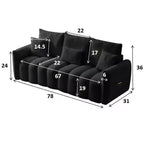 MAYEERTY Divano Premium in Tessuto Teddy da 198 cm con 3 Cuscini e 3 Schienali, Struttura in Legno Massello, Divano a 3 Posti con Poltrona Imbottita Sovradimensionata