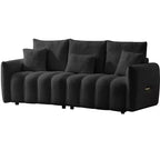 MAYEERTY Divano Premium in Tessuto Teddy da 198 cm con 3 Cuscini e 3 Schienali, Struttura in Legno Massello, Divano a 3 Posti con Poltrona Imbottita Sovradimensionata