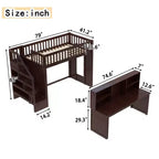 Letto a soppalco matrimoniale/full size con scrivania mobile, scale contenitore e scaffali - ModernLuxe