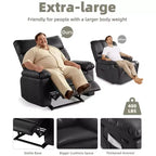 Poltrona reclinabile oversize - Poltrona reclinabile manuale in pelle PU per adulti, comoda poltrona reclinabile con braccioli e schienale imbottiti, tasca laterale, divano singolo