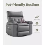 Poltrona reclinabile oversize - Poltrona reclinabile manuale in pelle PU per adulti, comoda poltrona reclinabile con braccioli e schienale imbottiti, tasca laterale, divano singolo