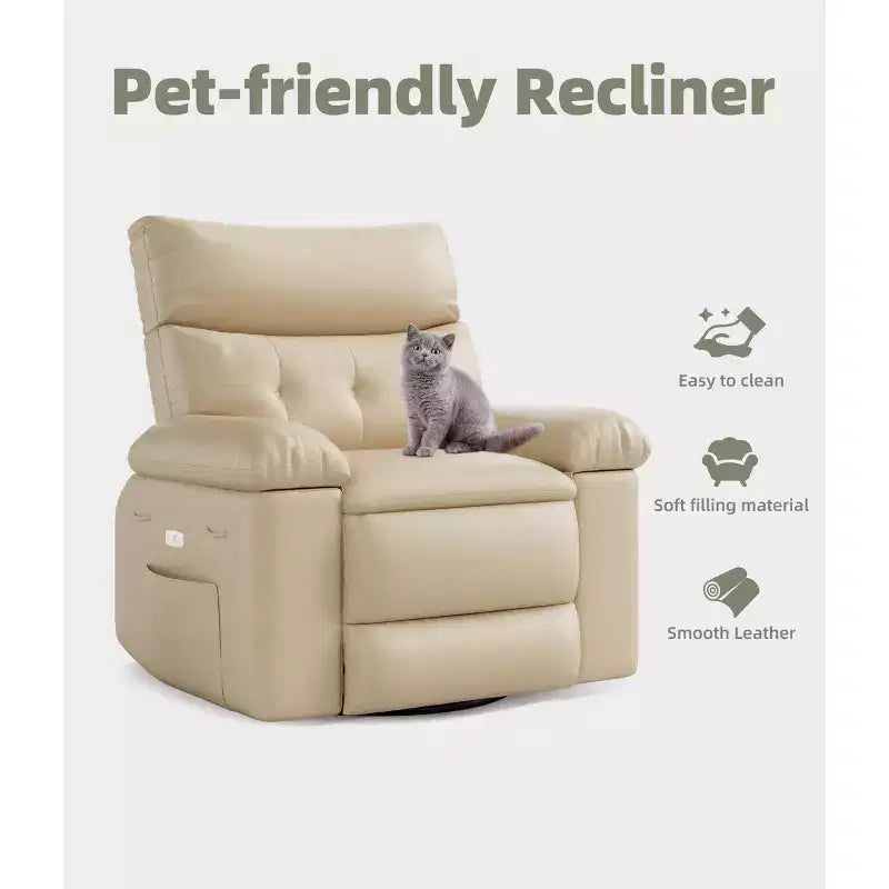 Poltrona reclinabile oversize - Poltrona reclinabile manuale in pelle PU per adulti, comoda poltrona reclinabile con braccioli e schienale imbottiti, tasca laterale, divano singolo