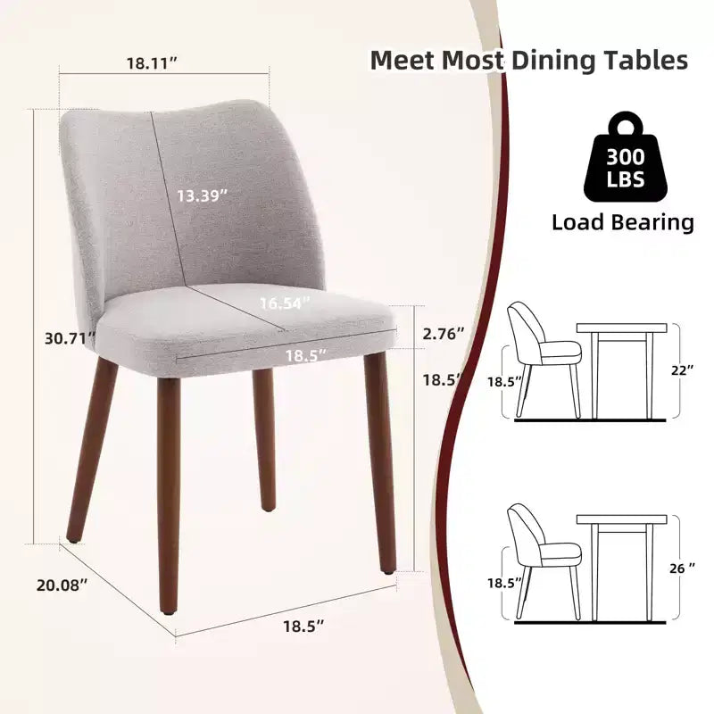 Set di 2 sedie da pranzo, sedie da pranzo imbottite con gambe in legno, schienale ad alette, cuscini spessi, per sala da pranzo, soggiorno