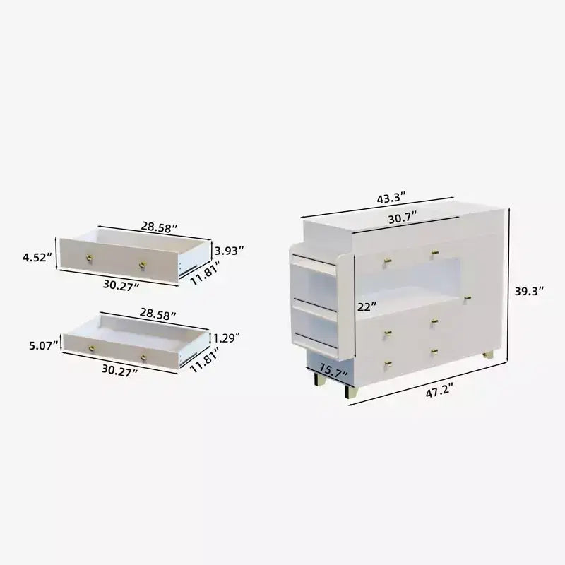 GDFStudio Arla Cassettiera Moderna Multifunzione con 3 Cassetti, 1 Anta e Ripiani