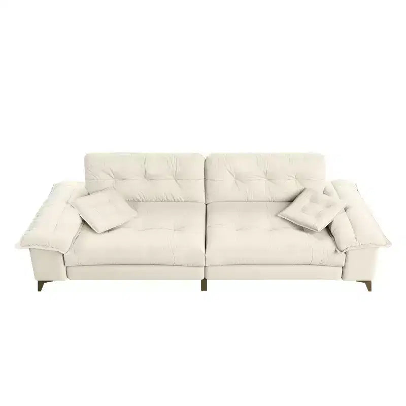 Divano Whisen 104.7 Modern Cloud a 4 posti, comodo divano imbottito in ciniglia con 2 cuscini, ampi braccioli rimovibili, gambe in metallo