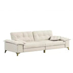 Divano Whisen 104.7 Modern Cloud a 4 posti, comodo divano imbottito in ciniglia con 2 cuscini, ampi braccioli rimovibili, gambe in metallo