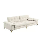 Divano Whisen 104.7 Modern Cloud a 4 posti, comodo divano imbottito in ciniglia con 2 cuscini, ampi braccioli rimovibili, gambe in metallo