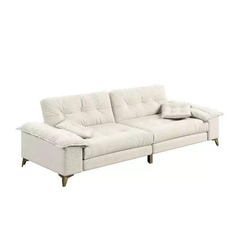 Divano Whisen 104.7 Modern Cloud a 4 posti, comodo divano imbottito in ciniglia con 2 cuscini, ampi braccioli rimovibili, gambe in metallo