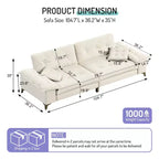 Divano Whisen 104.7 Modern Cloud a 4 posti, comodo divano imbottito in ciniglia con 2 cuscini, ampi braccioli rimovibili, gambe in metallo