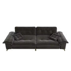 Divano Whisen 104.7 Modern Cloud a 4 posti, comodo divano imbottito in ciniglia con 2 cuscini, ampi braccioli rimovibili, gambe in metallo
