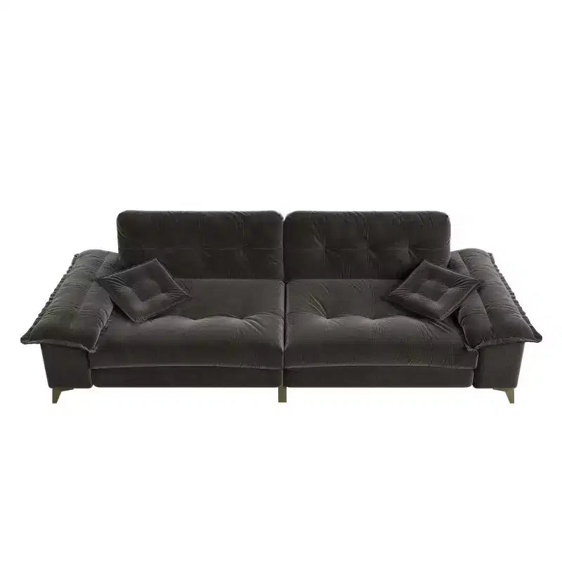 Divano Whisen 104.7 Modern Cloud a 4 posti, comodo divano imbottito in ciniglia con 2 cuscini, ampi braccioli rimovibili, gambe in metallo