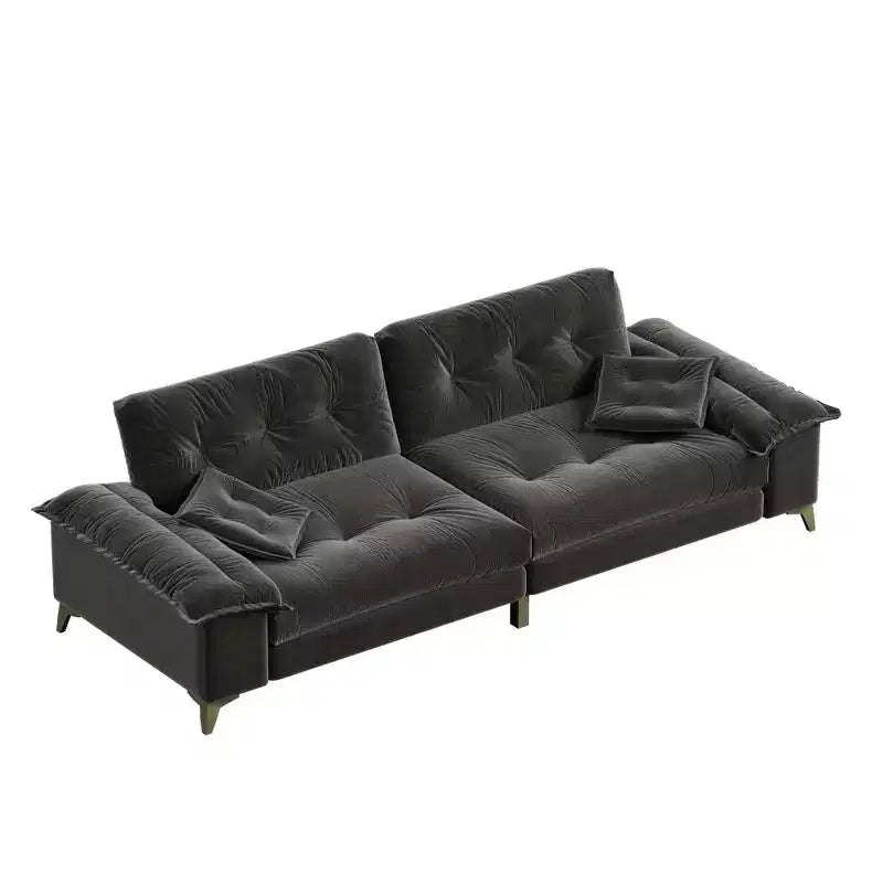 Divano Whisen 104.7 Modern Cloud a 4 posti, comodo divano imbottito in ciniglia con 2 cuscini, ampi braccioli rimovibili, gambe in metallo