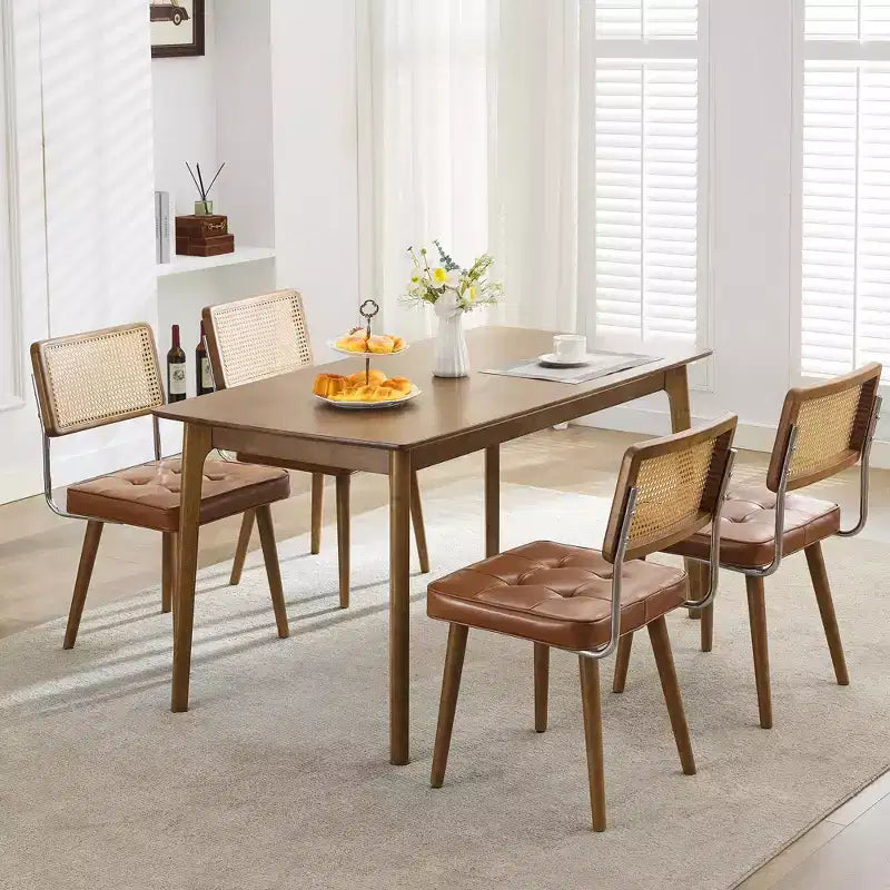 Sedie da pranzo moderne con schienale in canna di rattan naturale intrecciato a mano e seduta imbottita, perfette per cucina e sala da pranzo