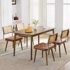 Sedie da pranzo moderne con schienale in canna di rattan naturale intrecciato a mano e seduta imbottita, perfette per cucina e sala da pranzo