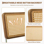 Sedie da pranzo moderne con schienale in canna di rattan naturale intrecciato a mano e seduta imbottita, perfette per cucina e sala da pranzo